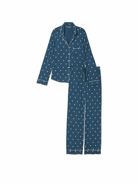 Victoria's Secret Other - Victoria’s Secret Blue Heart Long Pajama Set Medium Short